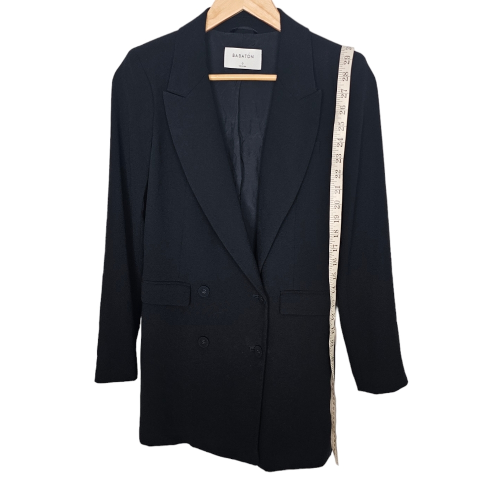 Aritzia Babaton Amell Blazer Black Double Breasted Long Lined Size 0 - Picture 8 of 9